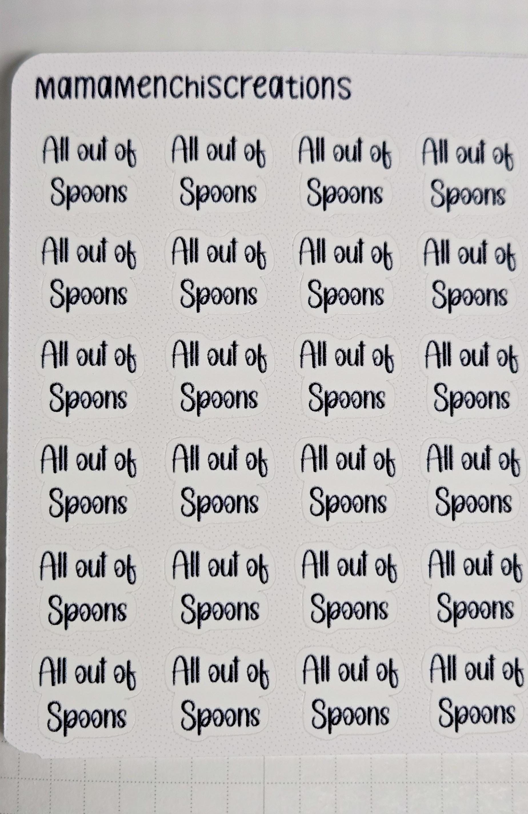 All out of Spoons Spoonie Tracker Bujo Journal Planner Functional Sticker Sheet
