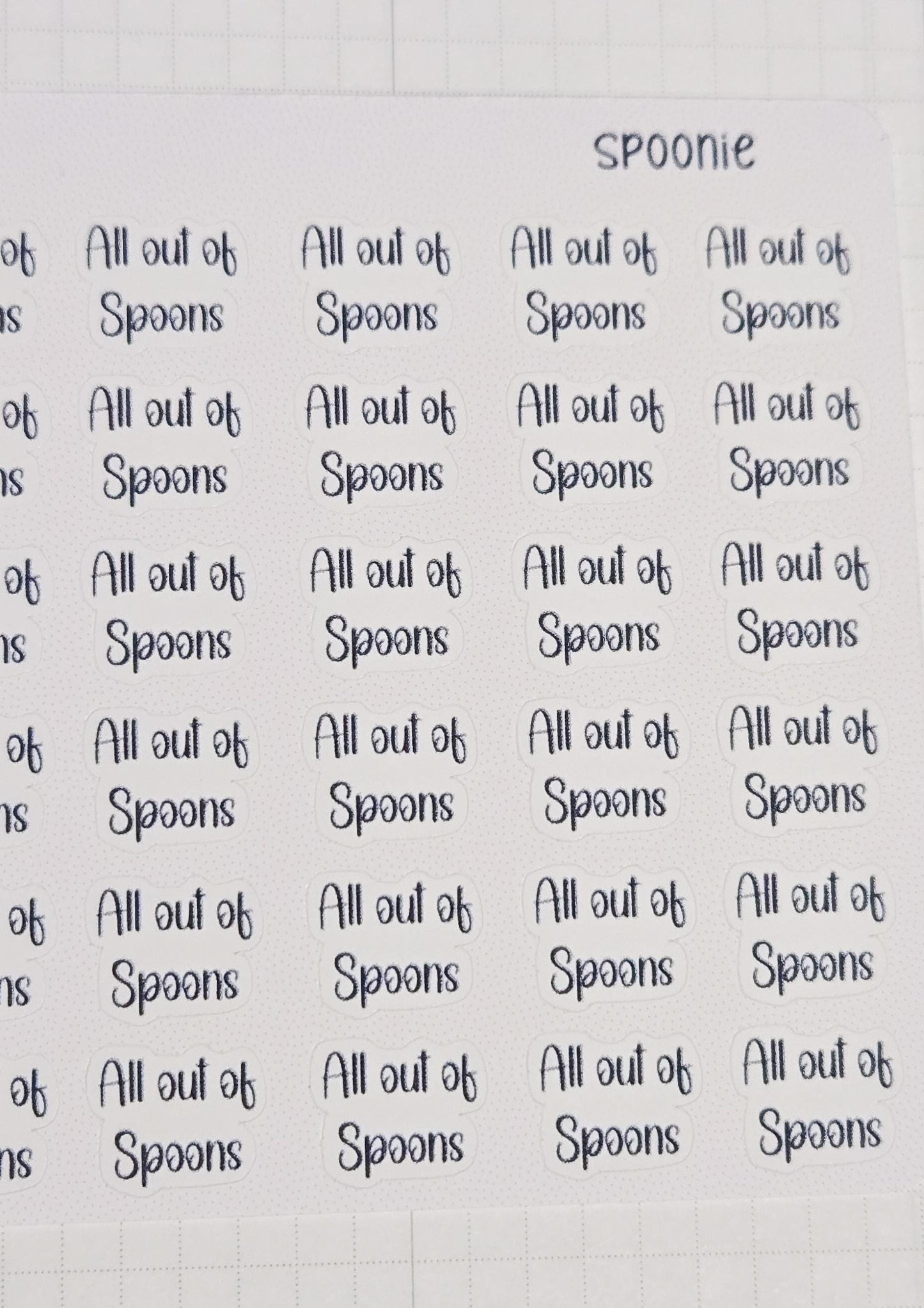 All out of Spoons Spoonie Tracker Bujo Journal Planner Functional Sticker Sheet