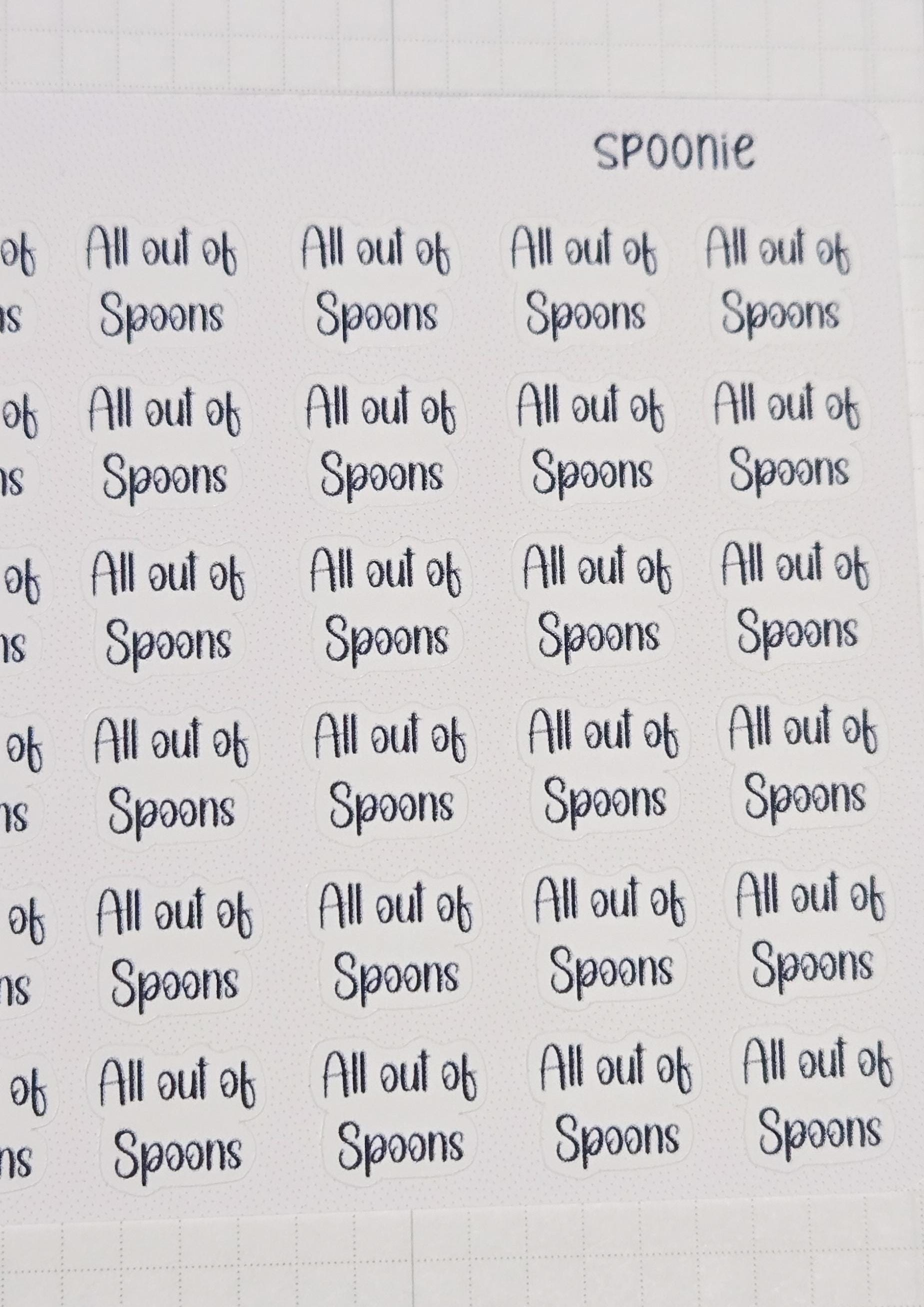 All out of Spoons Spoonie Tracker Bujo Journal Planner Functional Sticker Sheet