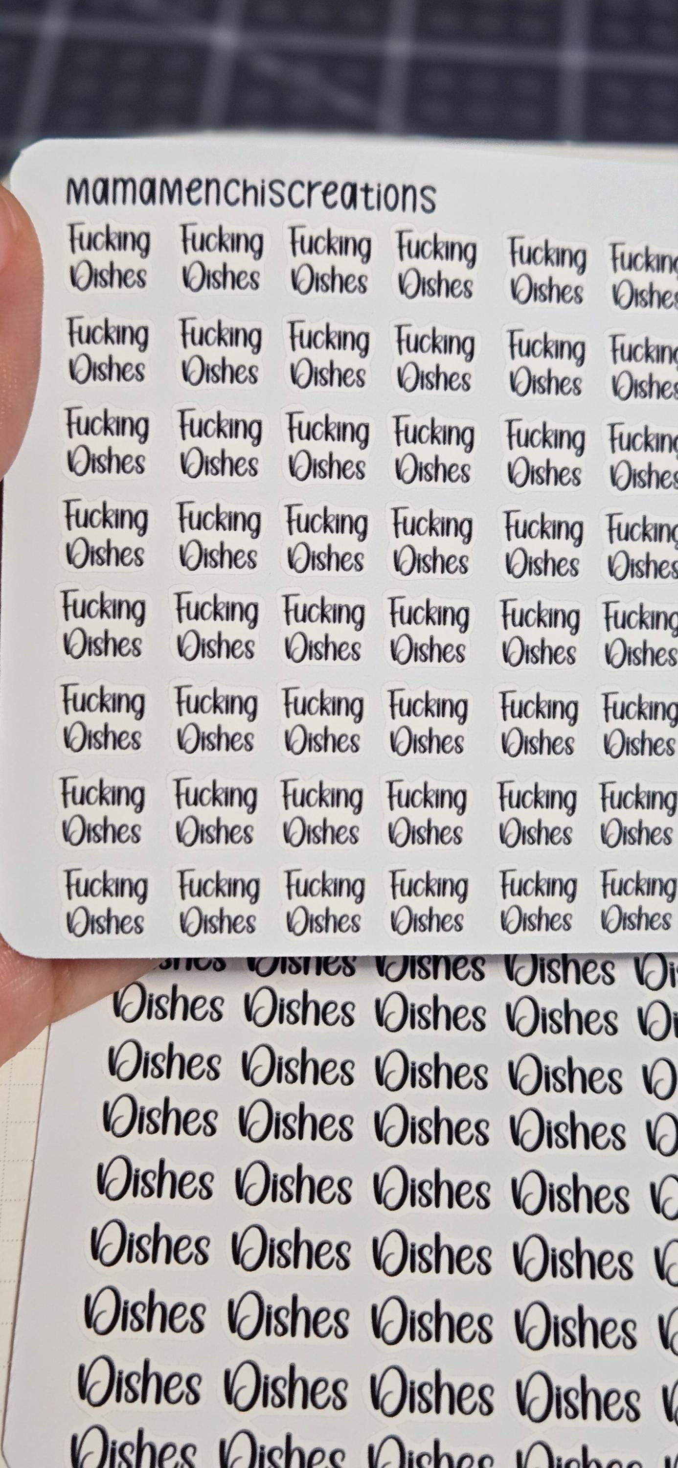 Dishes Sweary and non-sweary Bujo Journal Planner deco Sticker Sheet