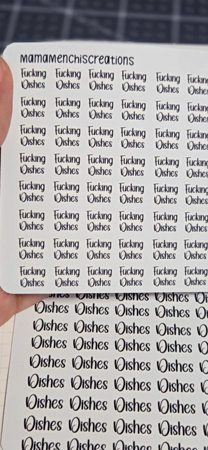 Dishes Sweary and non-sweary Bujo Journal Planner deco Sticker Sheet