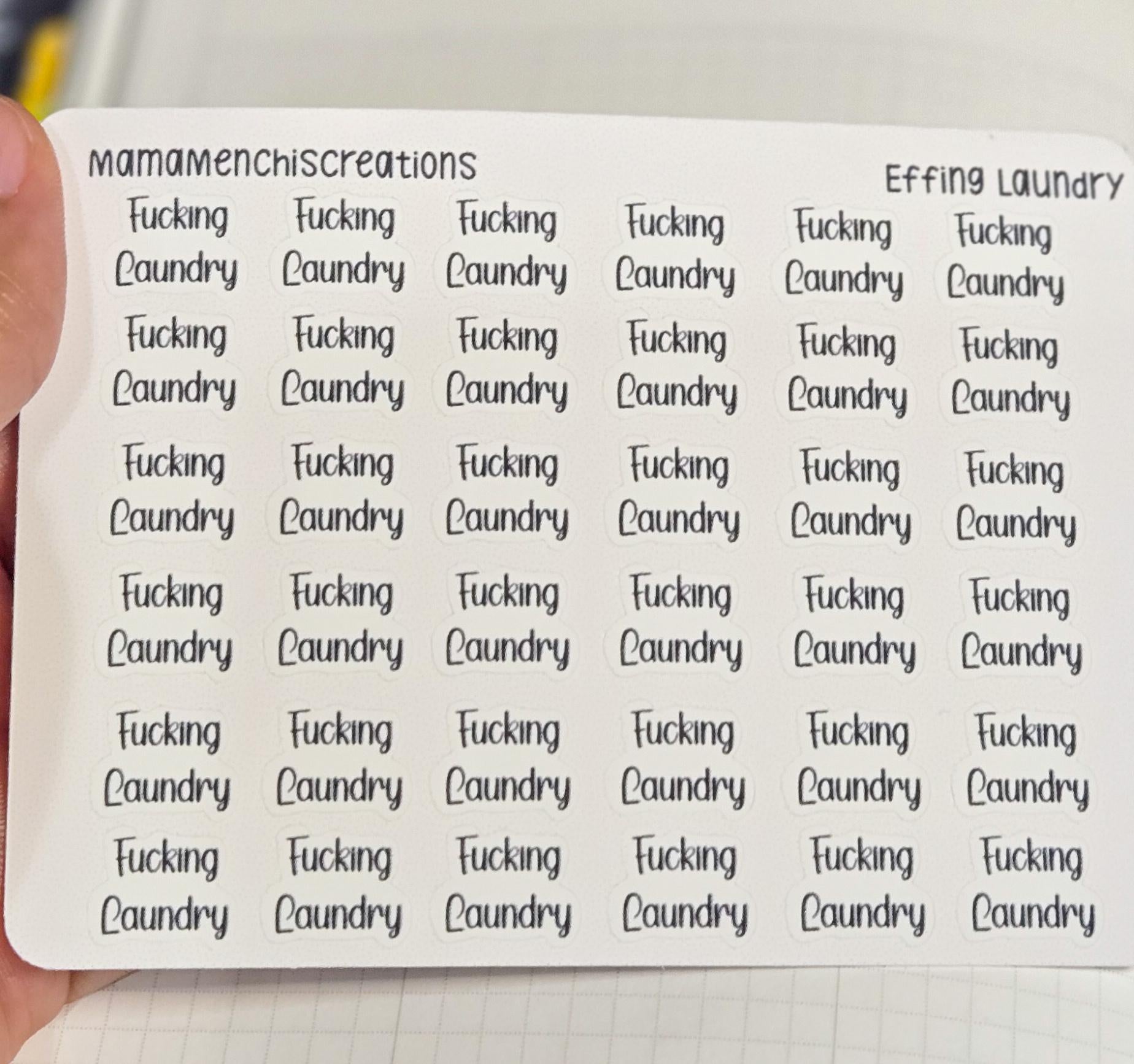 Laundry Sweary and non-sweary Bujo Journal Planner Functional Sticker Sheet
