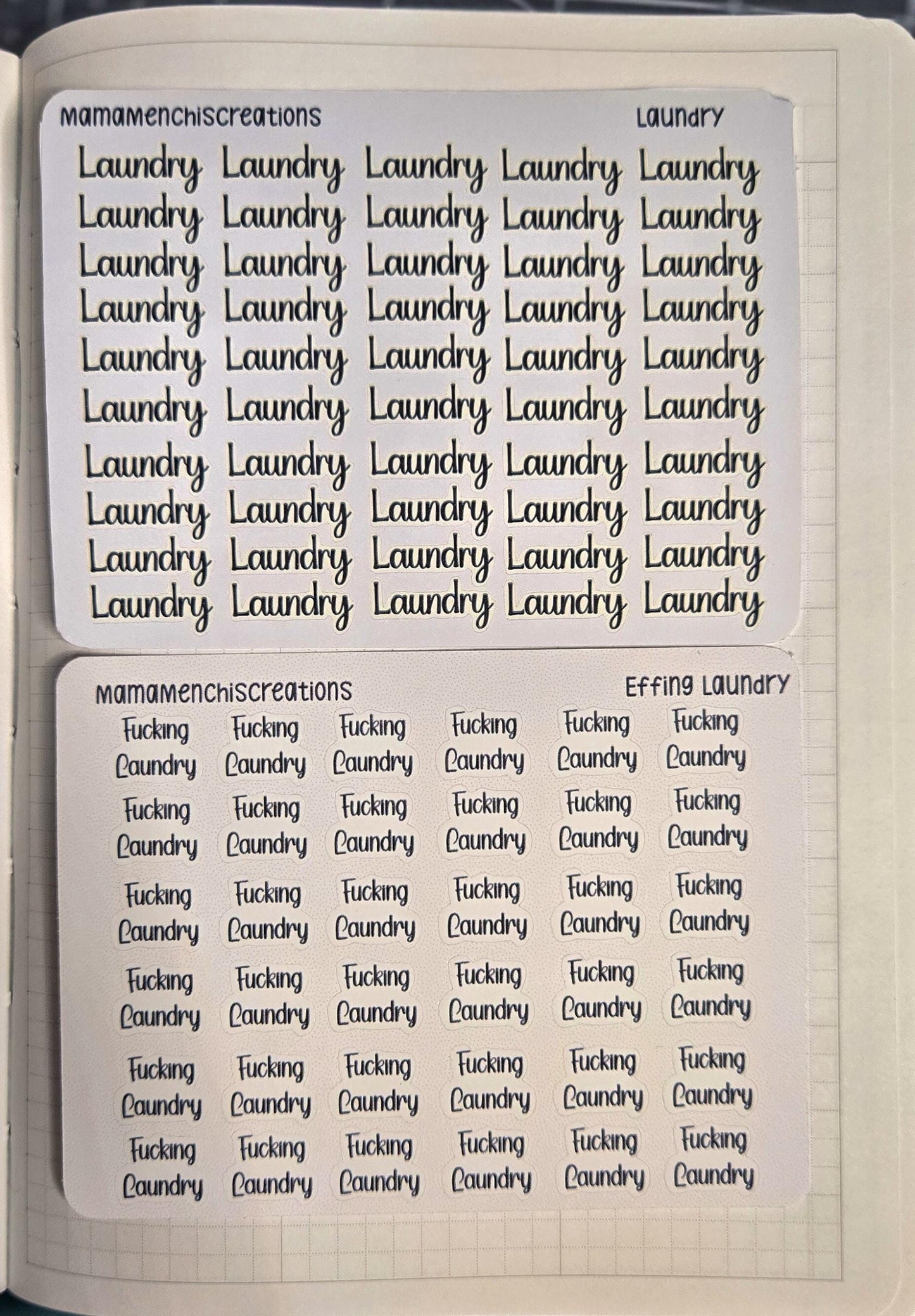 Laundry Sweary and non-sweary Bujo Journal Planner Functional Sticker Sheet