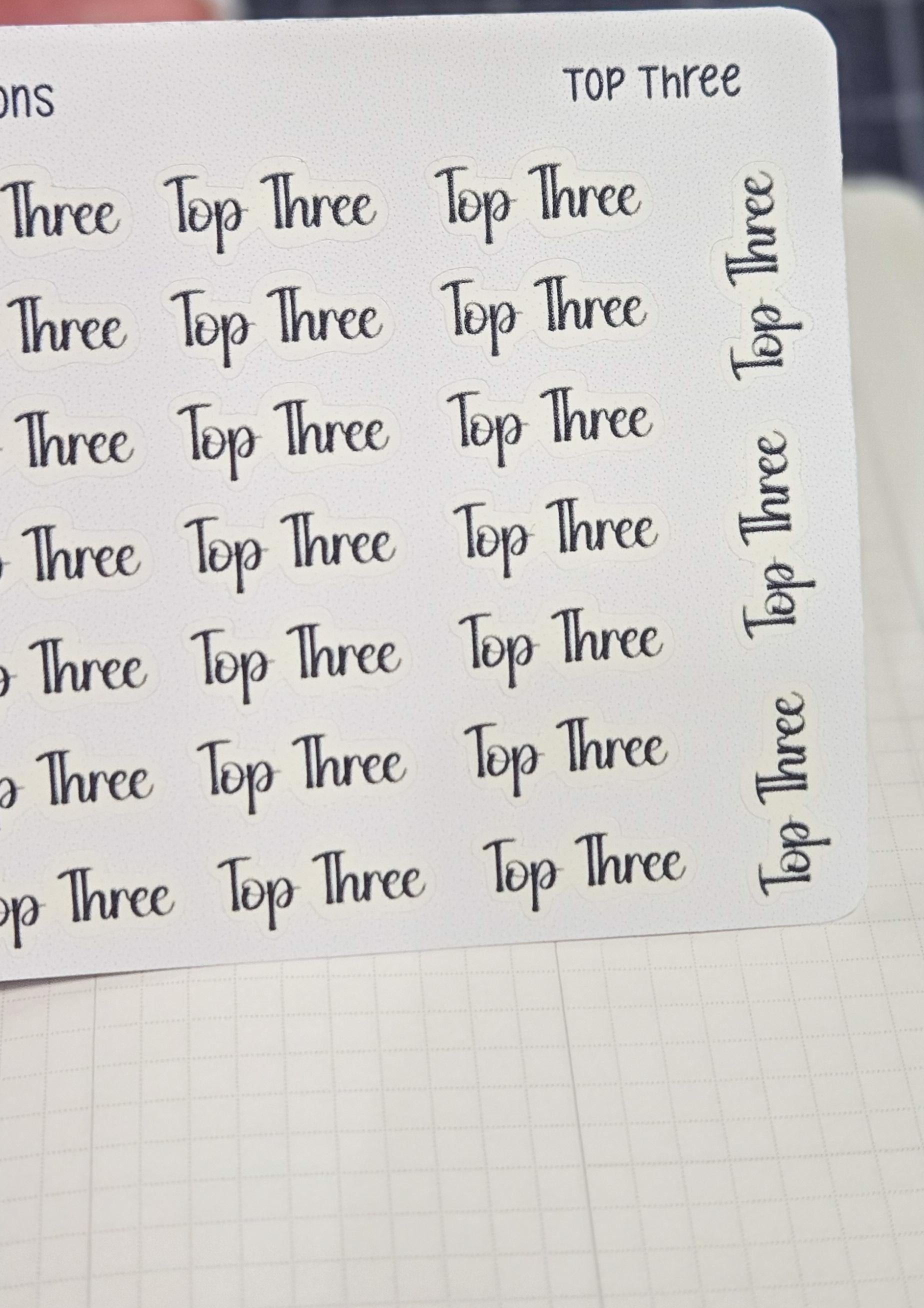 Priority and or Top Three Tracker Bujo Journal Planner Functional Sticker Sheet