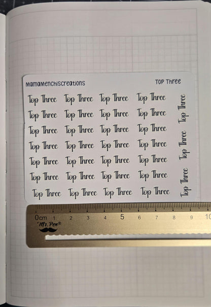 Priority and or Top Three Tracker Bujo Journal Planner Functional Sticker Sheet