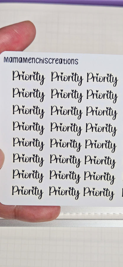Priority and or Top Three Tracker Bujo Journal Planner Functional Sticker Sheet