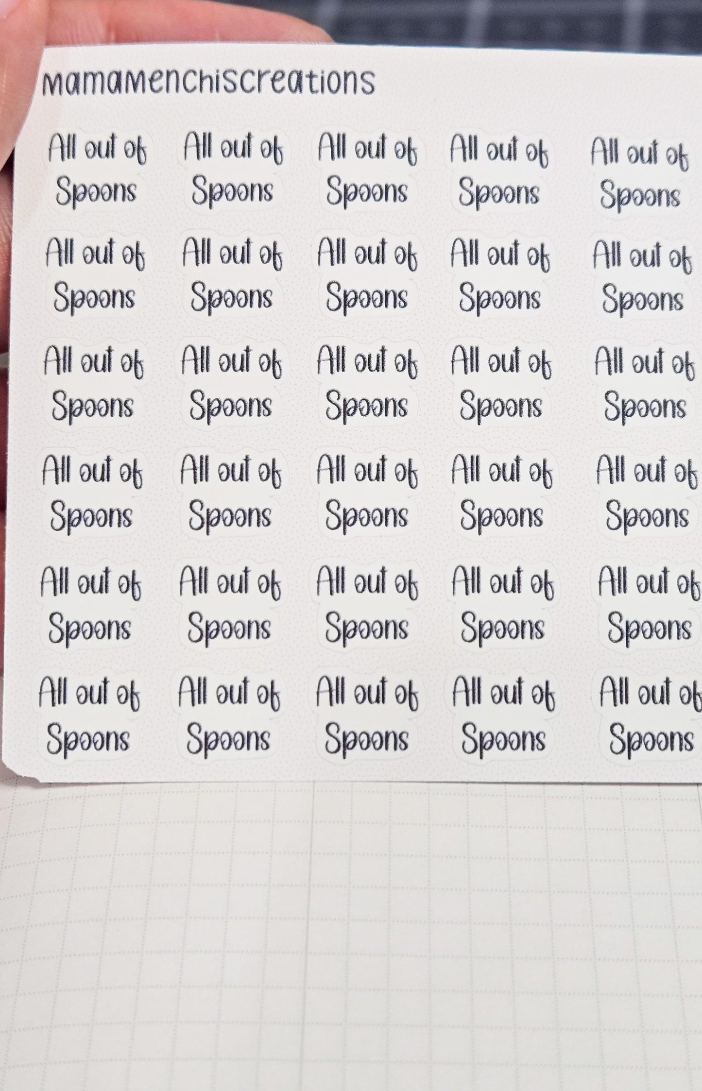 All out of Spoons Spoonie Tracker Bujo Journal Planner Functional Sticker Sheet