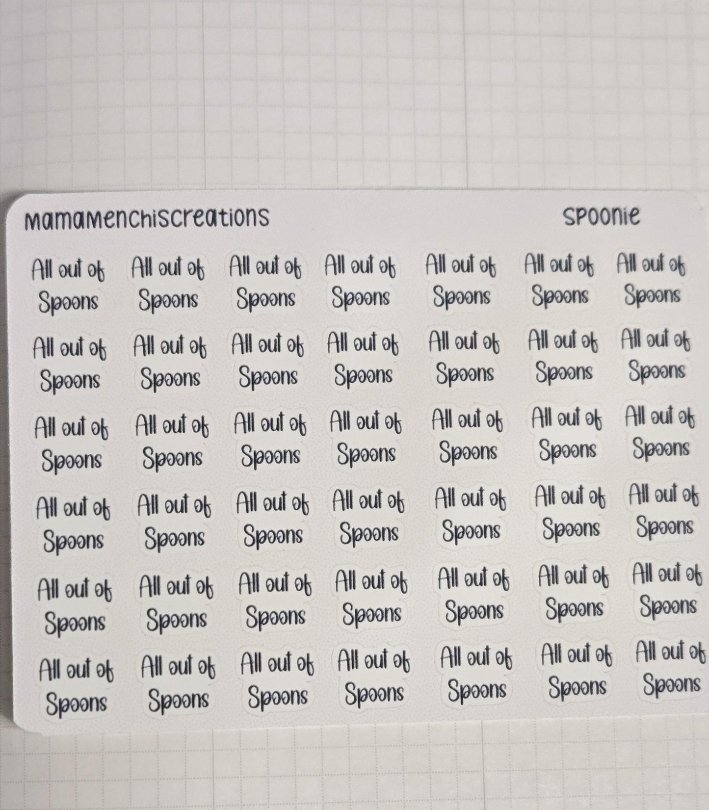 All out of Spoons Spoonie Tracker Bujo Journal Planner Functional Sticker Sheet