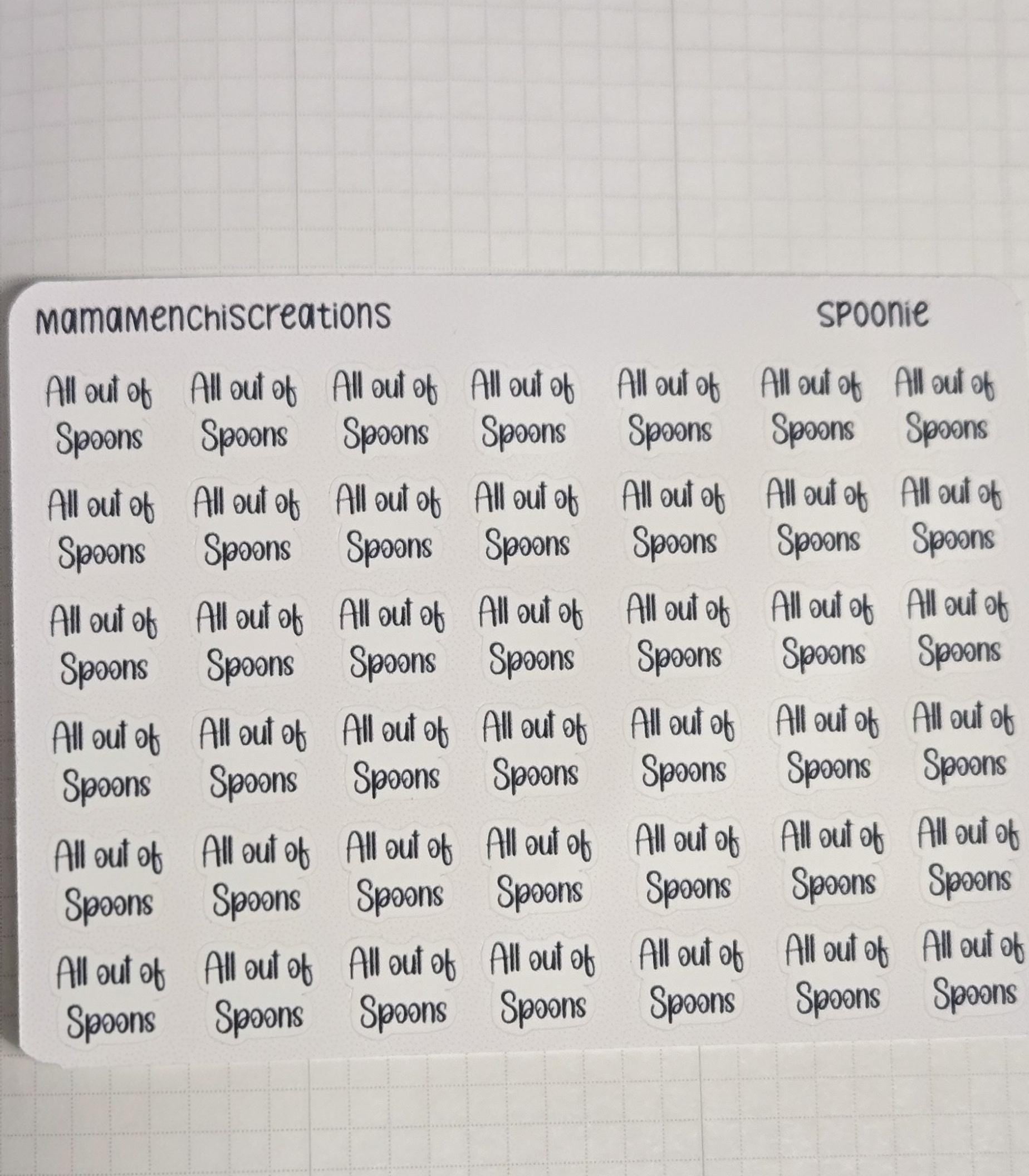 All out of Spoons Spoonie Tracker Bujo Journal Planner Functional Sticker Sheet