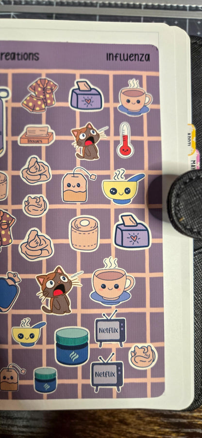 Influenza Cozy Sick Days Bujo Journal Planner Deco Sticker Sheet