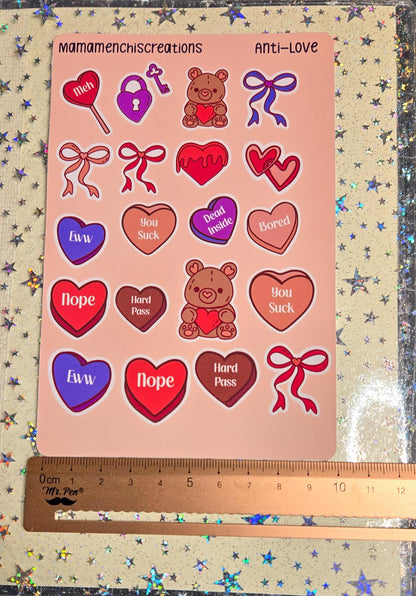 Anti- Valentine's Day Bujo Journal Planner deco Sticker Sheet