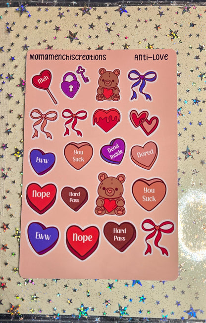 Anti- Valentine's Day Bujo Journal Planner deco Sticker Sheet