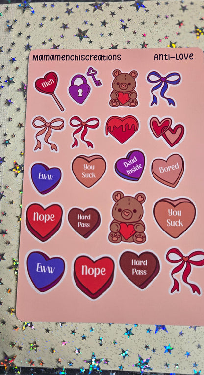 Anti- Valentine's Day Bujo Journal Planner deco Sticker Sheet