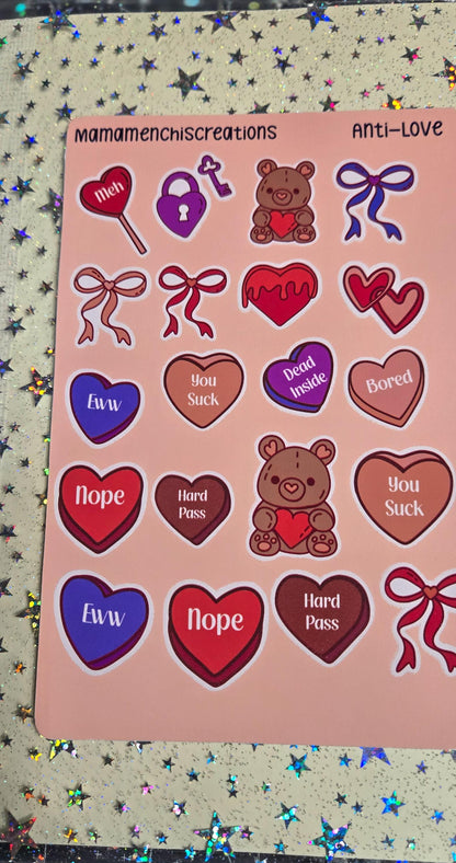 Anti- Valentine's Day Bujo Journal Planner deco Sticker Sheet