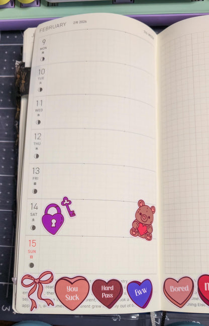 Anti- Valentine's Day Bujo Journal Planner deco Sticker Sheet