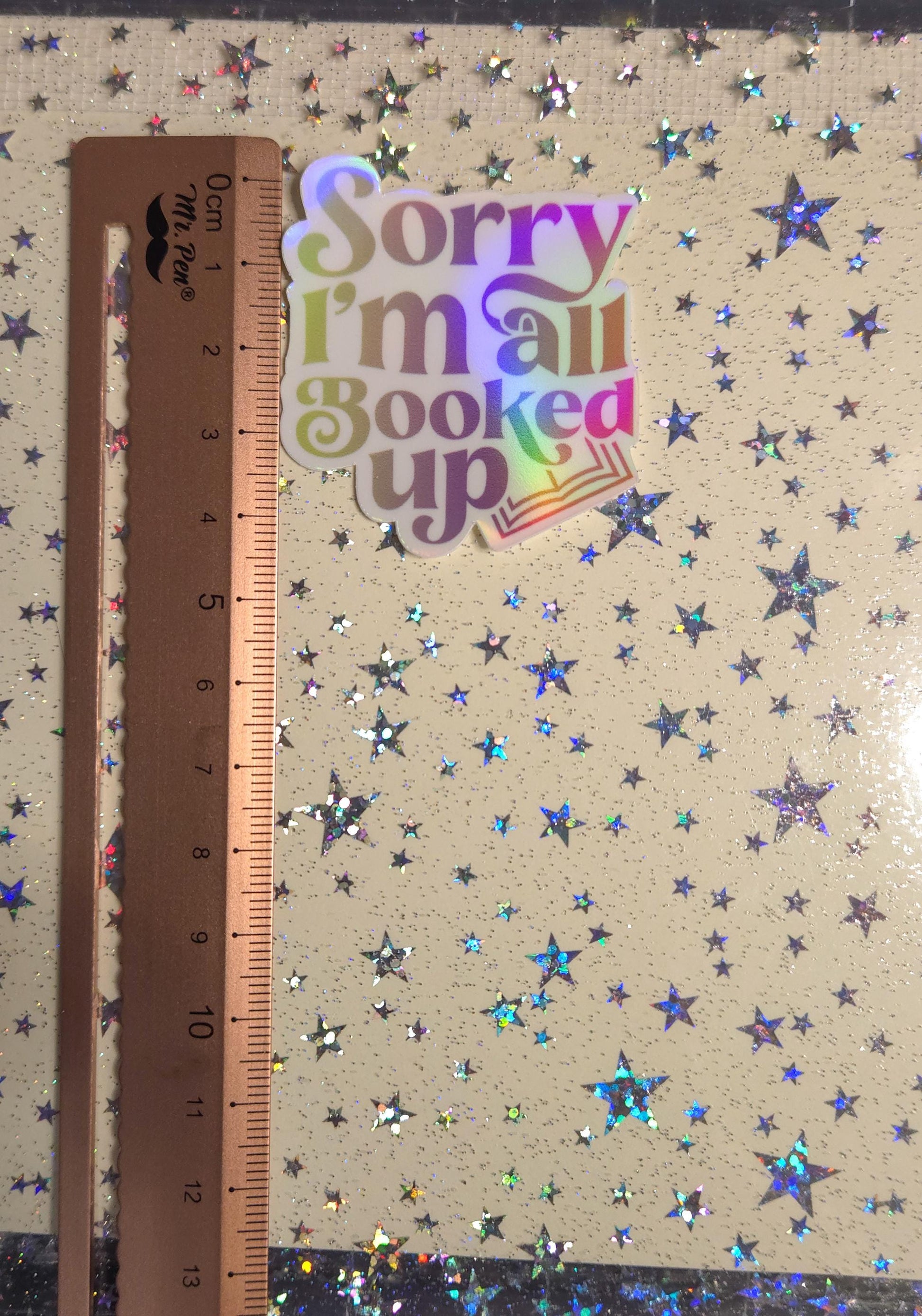 Bookish Vibes Book Lover Glossy Holographic Die Cut Bujo Journal Planner Laptop Sticker