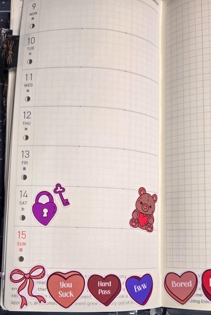 Anti- Valentine's Day Bujo Journal Planner deco Sticker Sheet