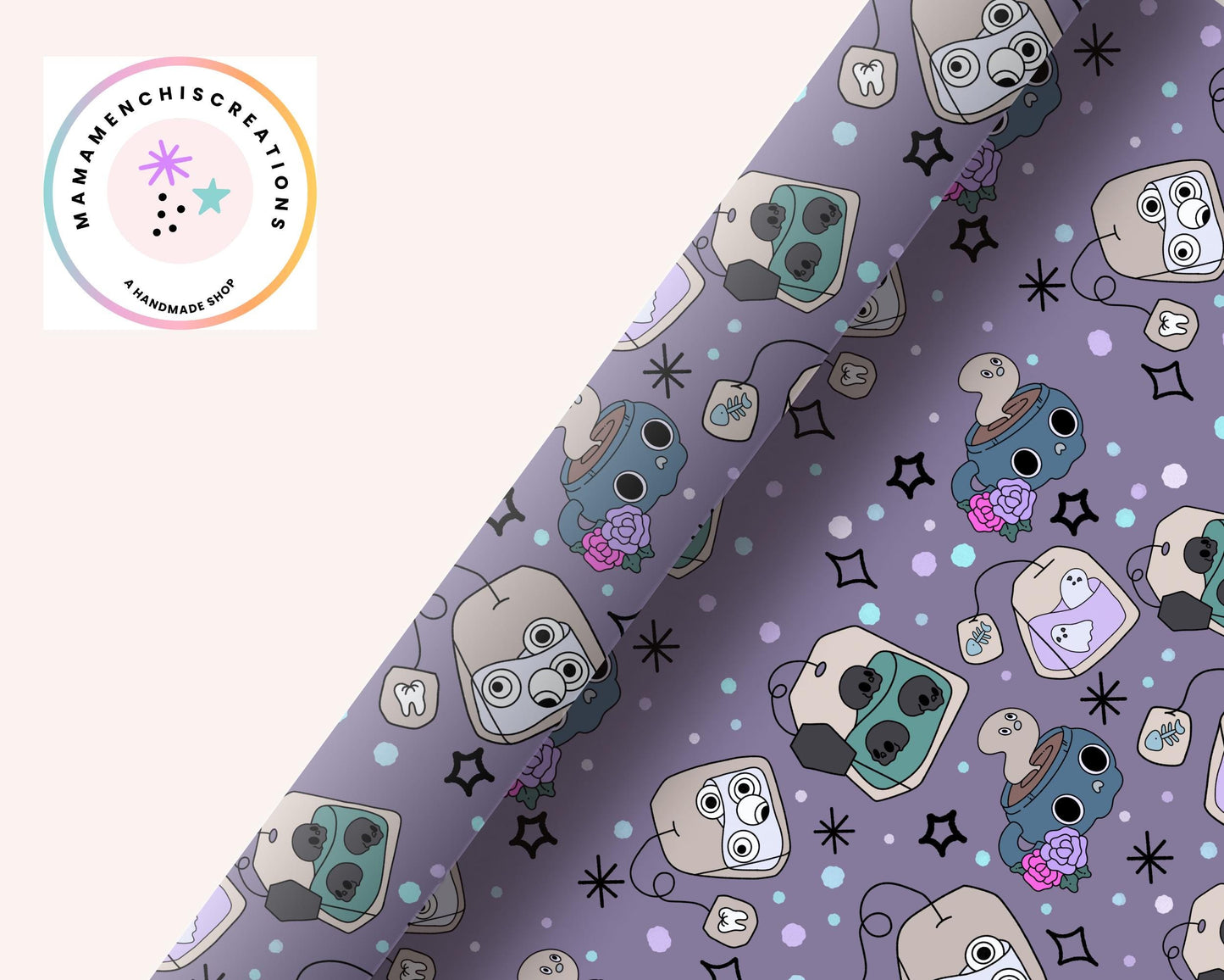 Spooky Ghost Teas 12x12 Repeating Pattern PNG JPG digital paper Digital Download