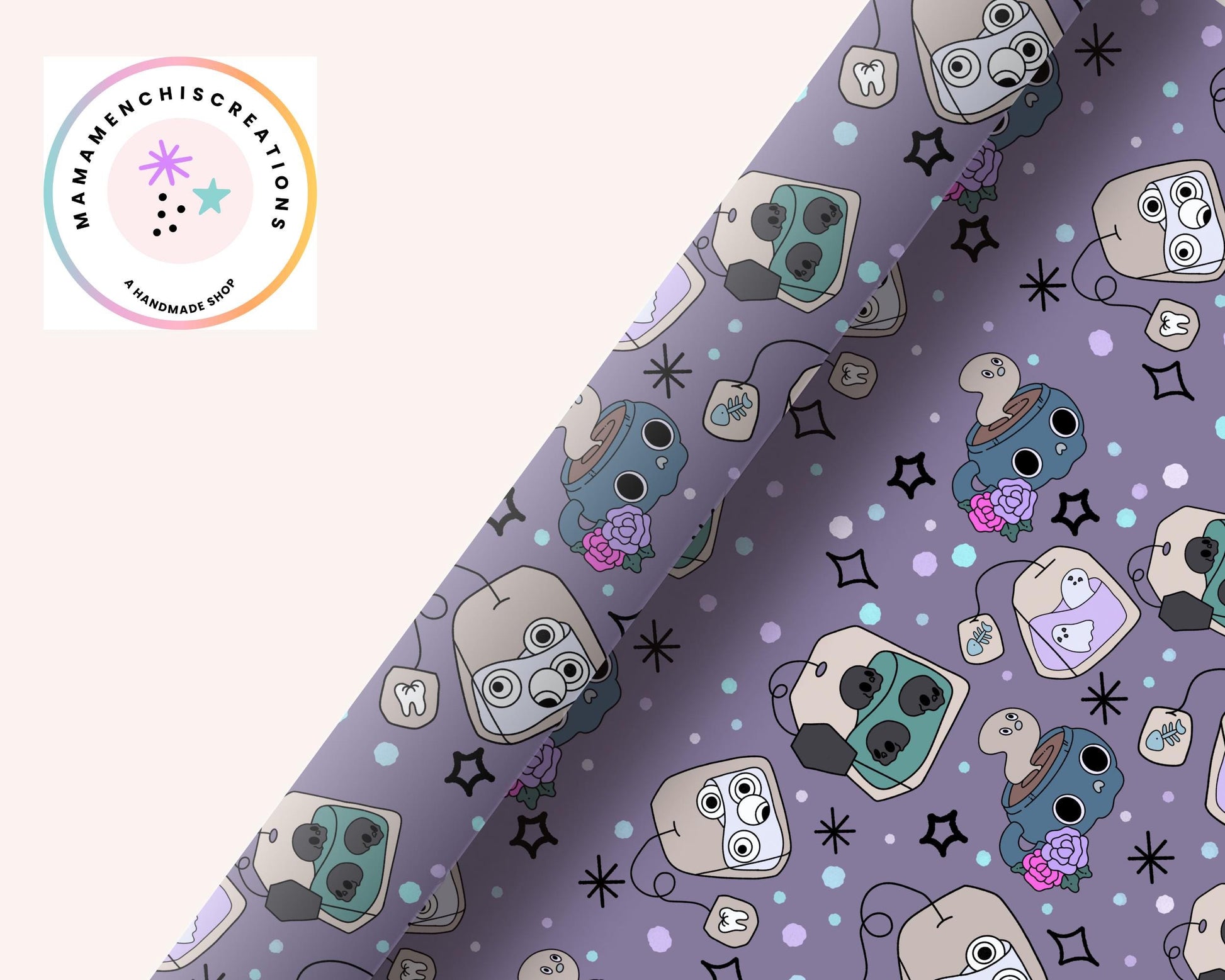 Spooky Ghost Teas 12x12 Repeating Pattern PNG JPG digital paper Digital Download