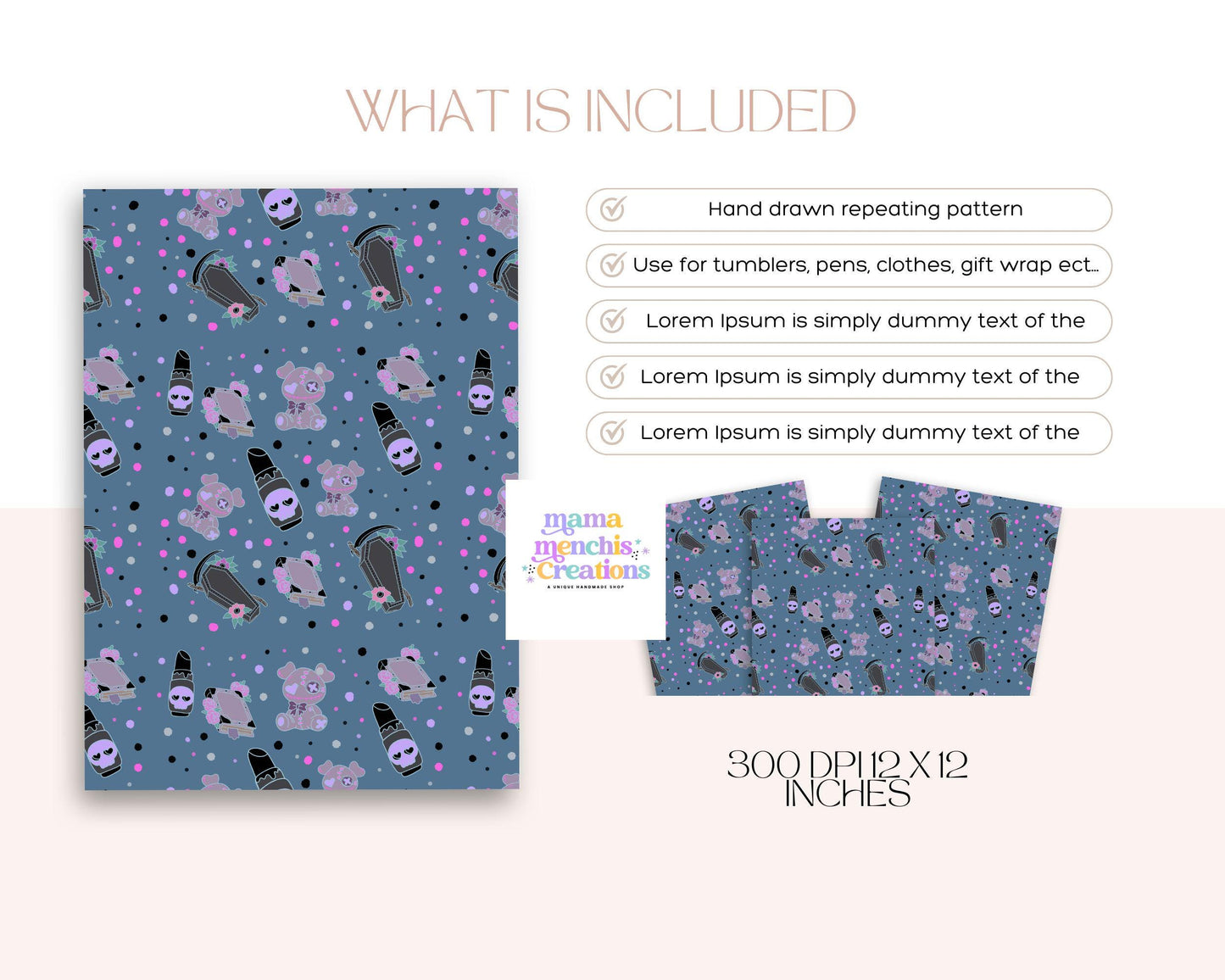 Spooky Goth 12x12 Repeating Pattern Digital Paper sublimation PNG Digital Download