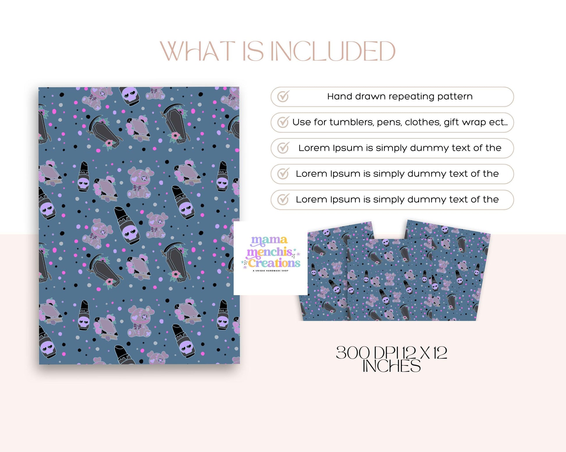Spooky Goth 12x12 Repeating Pattern Digital Paper sublimation PNG Digital Download