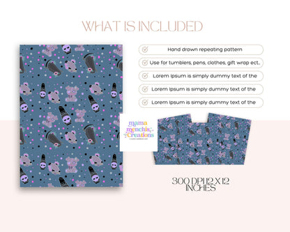 Spooky Goth 12x12 Repeating Pattern Digital Paper sublimation PNG Digital Download