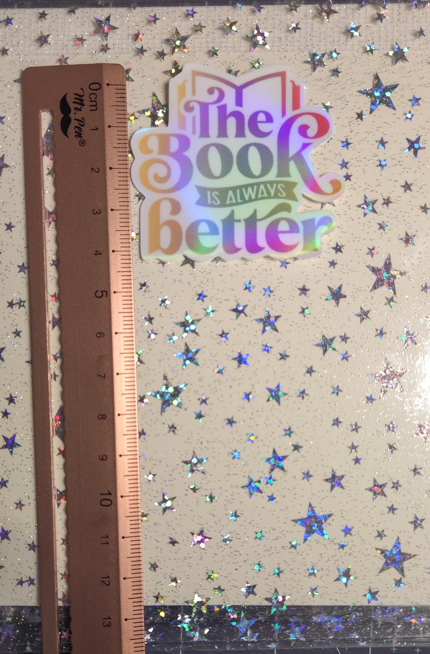 Bookish Vibes Book Lover Glossy Holographic Die Cut Bujo Journal Planner Laptop Sticker