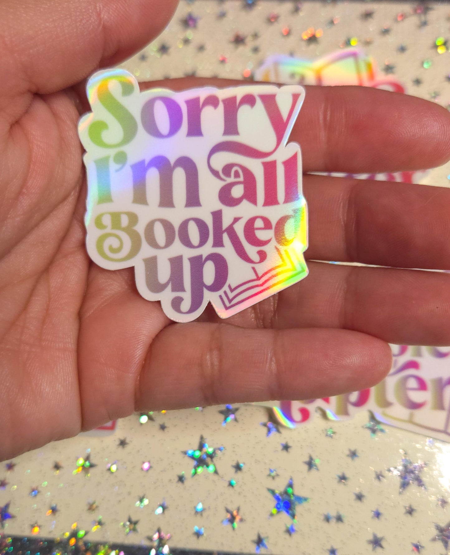 Bookish Vibes Book Lover Glossy Holographic Die Cut Bujo Journal Planner Laptop Sticker
