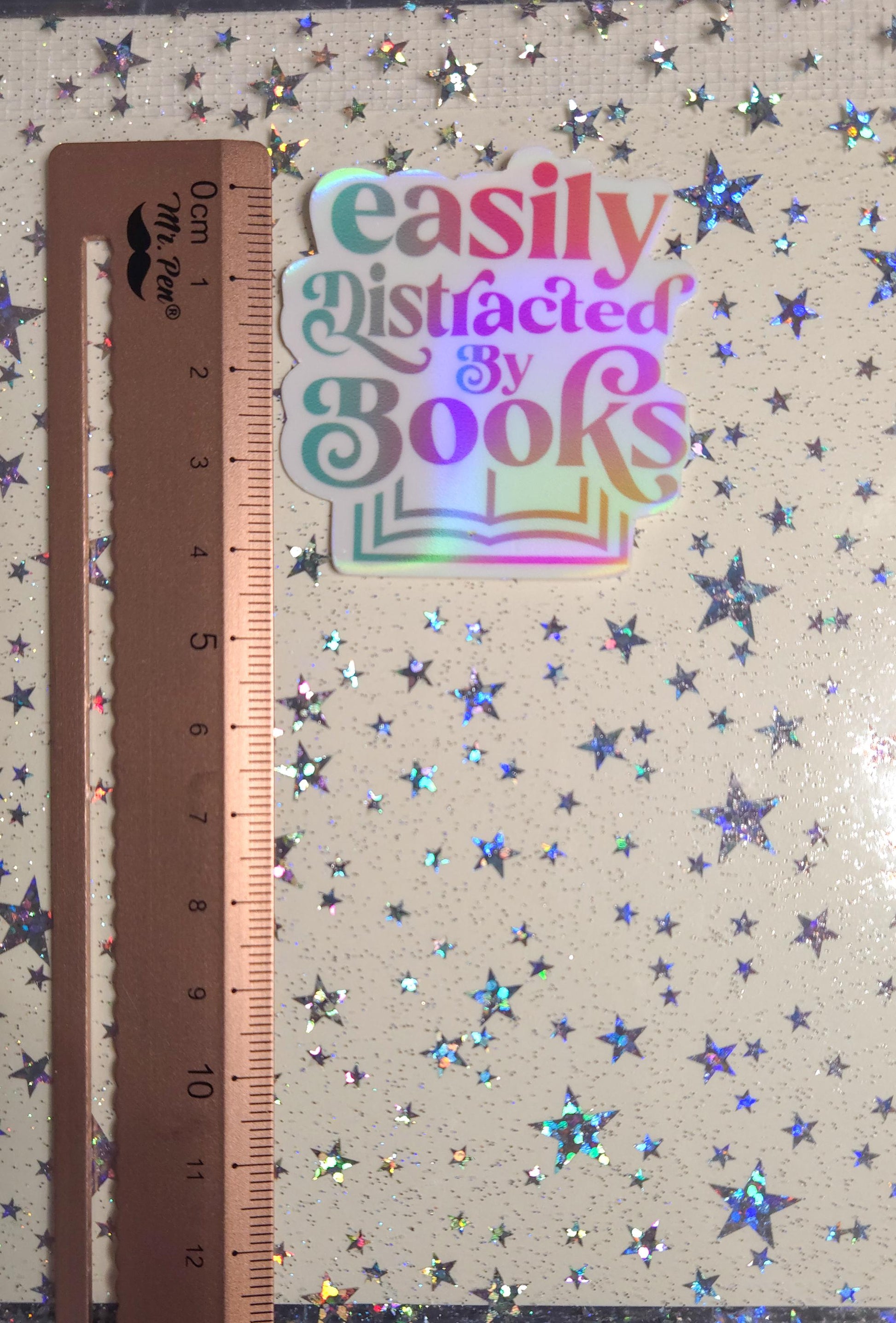 Bookish Vibes Book Lover Glossy Holographic Die Cut Bujo Journal Planner Laptop Sticker