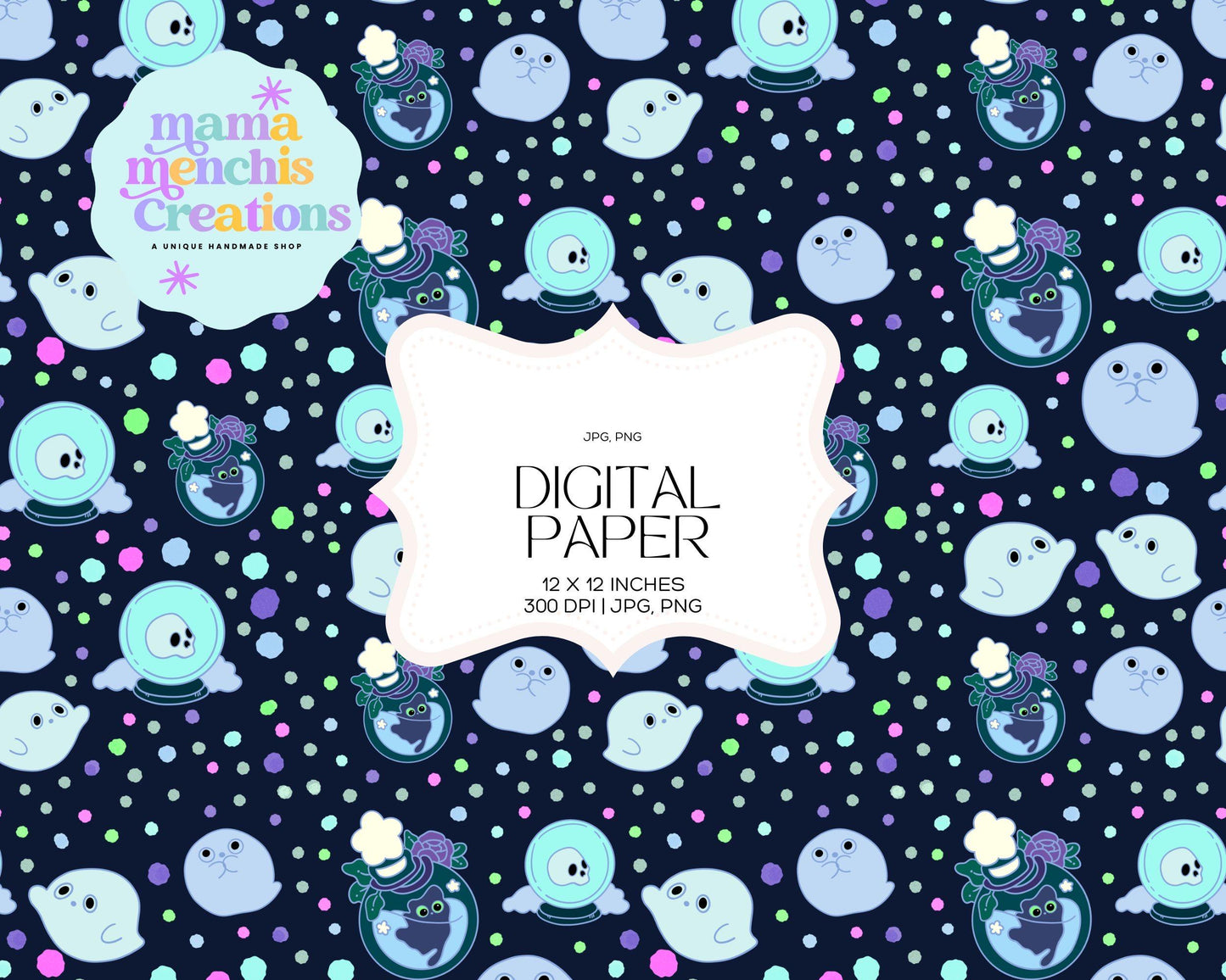Witchy Ghouls 12x12 Repeating Pattern Digital Paper Sublimation DTF PNG Digital Download