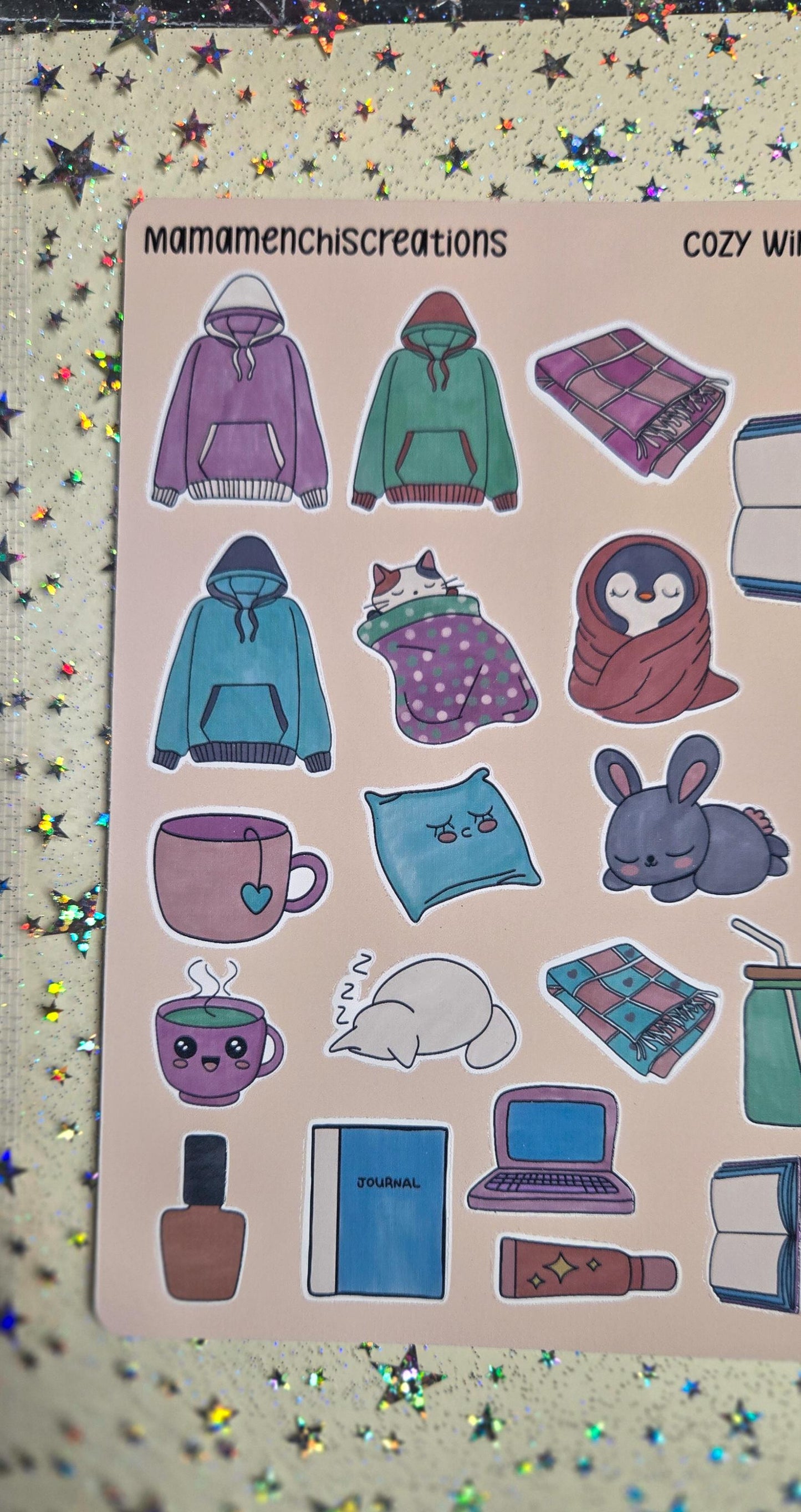 Cozy Winter Theme Bujo Journal Planner deco Sticker Sheet
