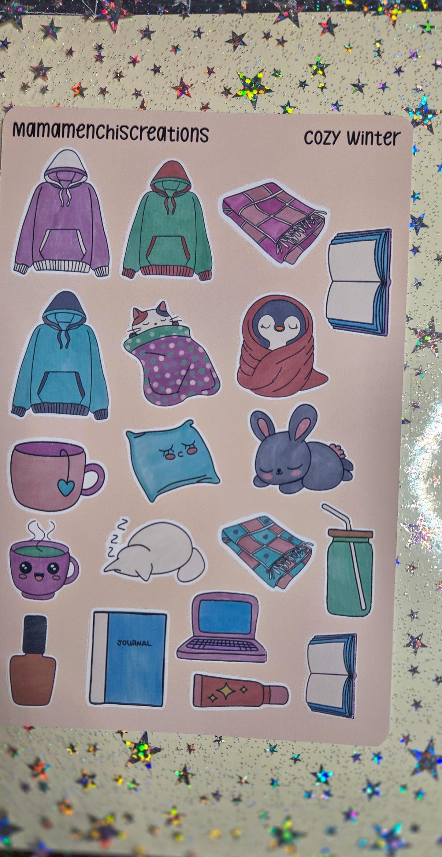 Cozy Winter Theme Bujo Journal Planner deco Sticker Sheet