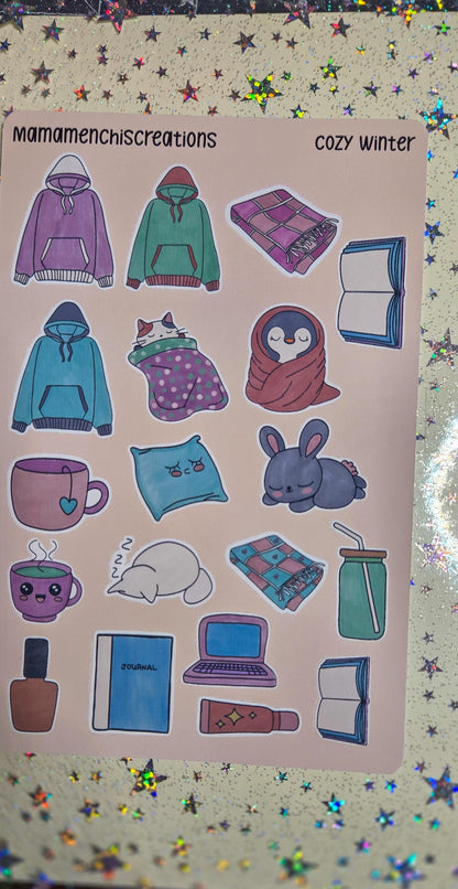 Cozy Winter Theme Bujo Journal Planner deco Sticker Sheet