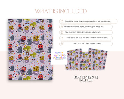 Morbid Plants 12x12 Repeating Digital Paper Sublimation DTF PNG Digital Download