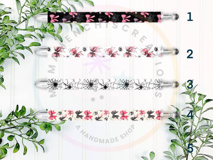 Spooky Skulls and Coquette Bows Refillable Retractable Gel Pen