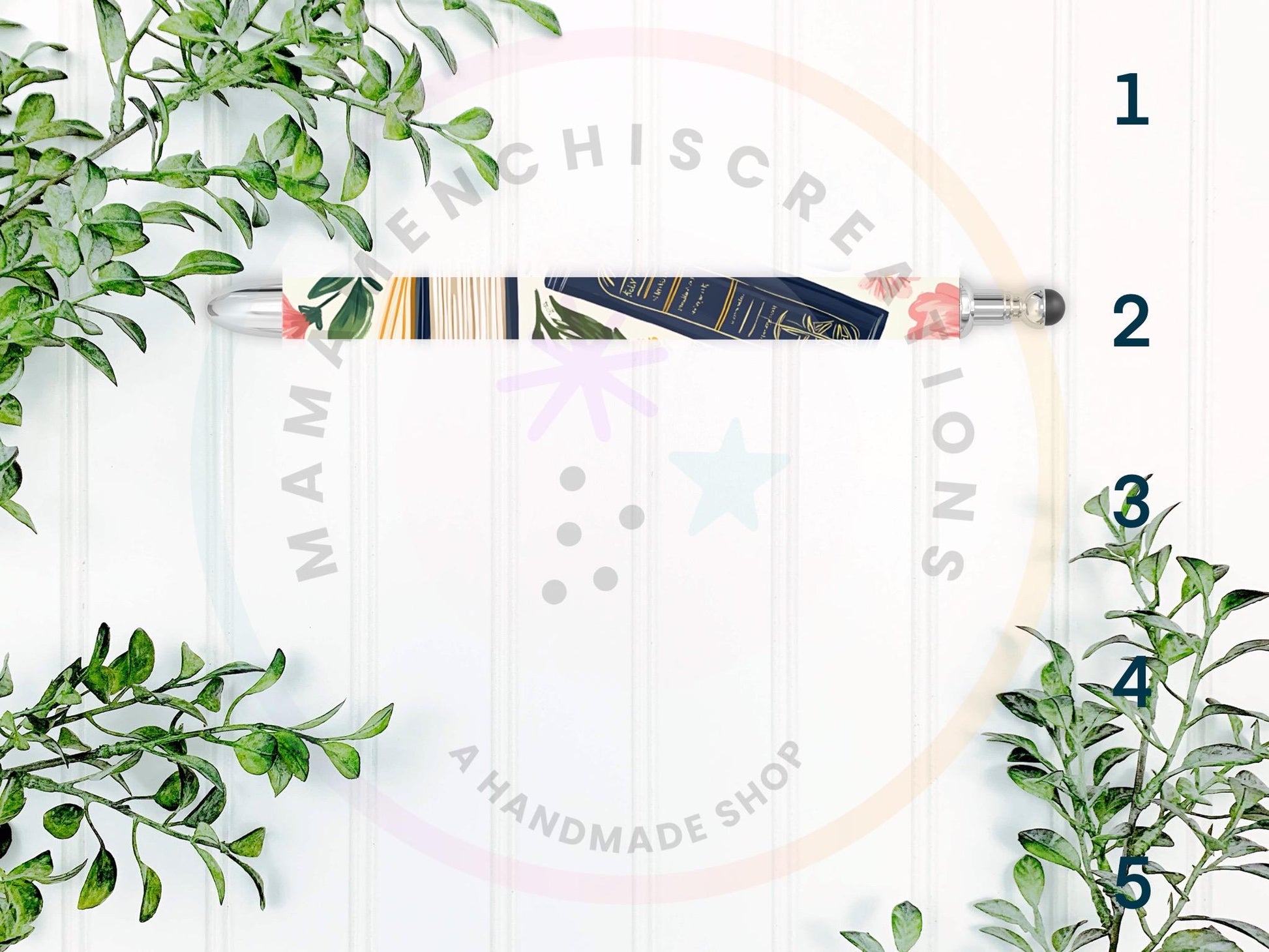 Bookish and Floral Vibes Refillable Retractable Gel Pen