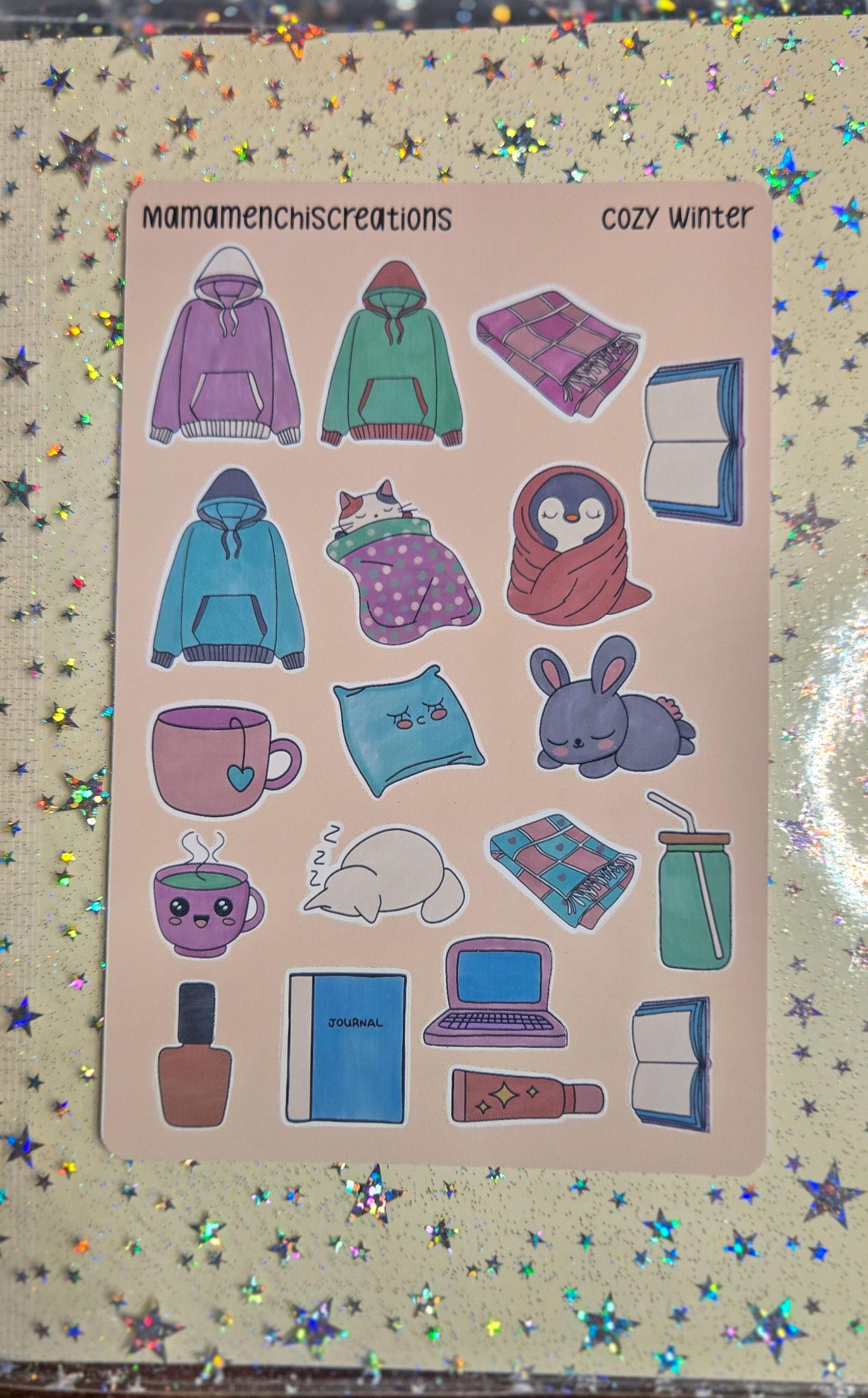 Cozy Winter Theme Bujo Journal Planner deco Sticker Sheet