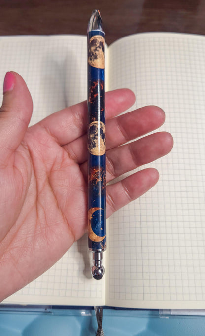 Celestial Moon Phase Refillable Retractable Gel Pen