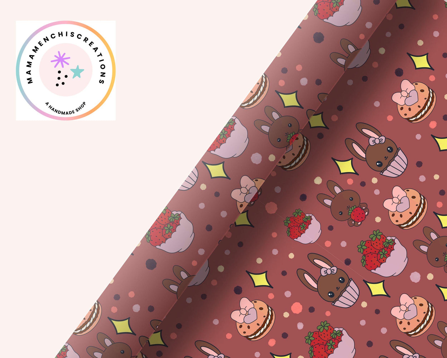 Spring Berries and Bunnies 12x12 Repeating Pattern Digital Paper Sublimation DTF PNG Digital Download