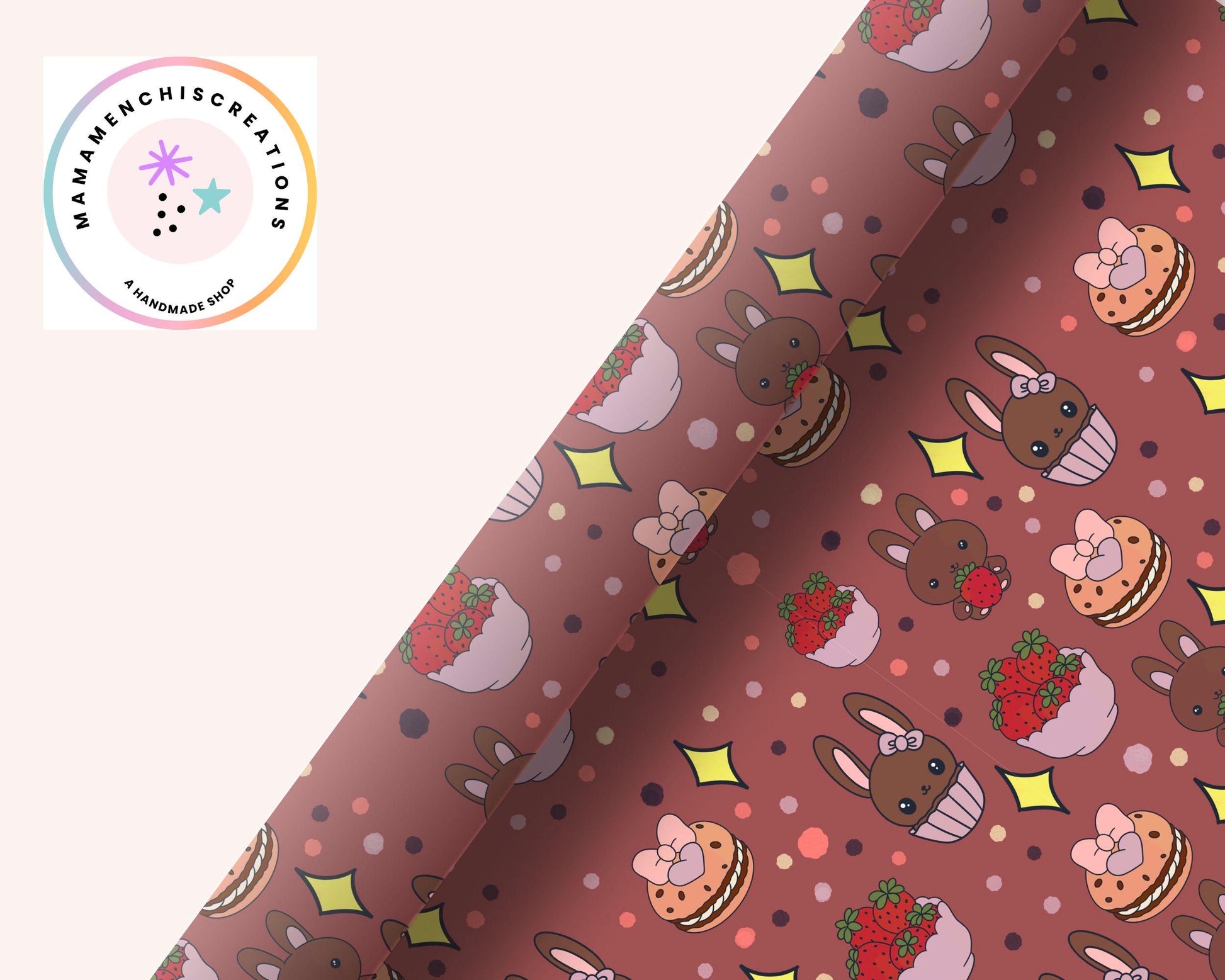 Spring Berries and Bunnies 12x12 Repeating Pattern Digital Paper Sublimation DTF PNG Digital Download