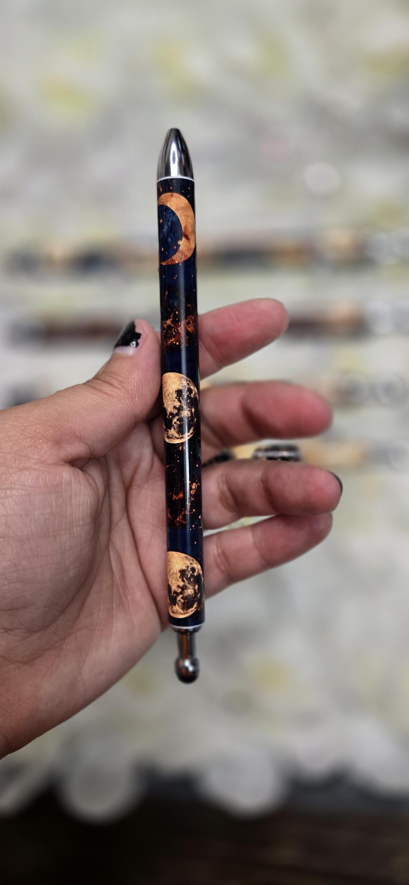 Celestial Moon Phase Refillable Retractable Gel Pen