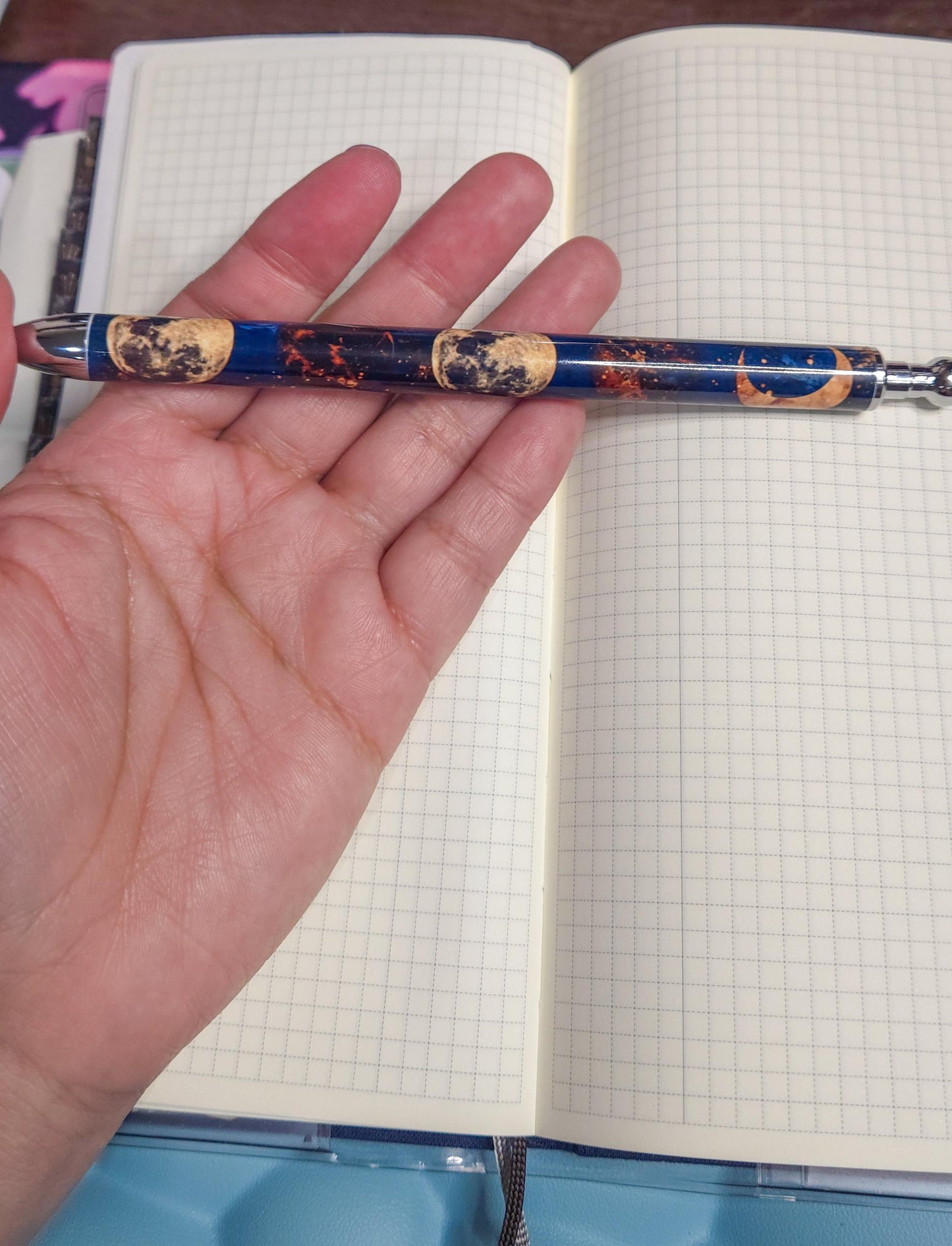Celestial Moon Phase Refillable Retractable Gel Pen