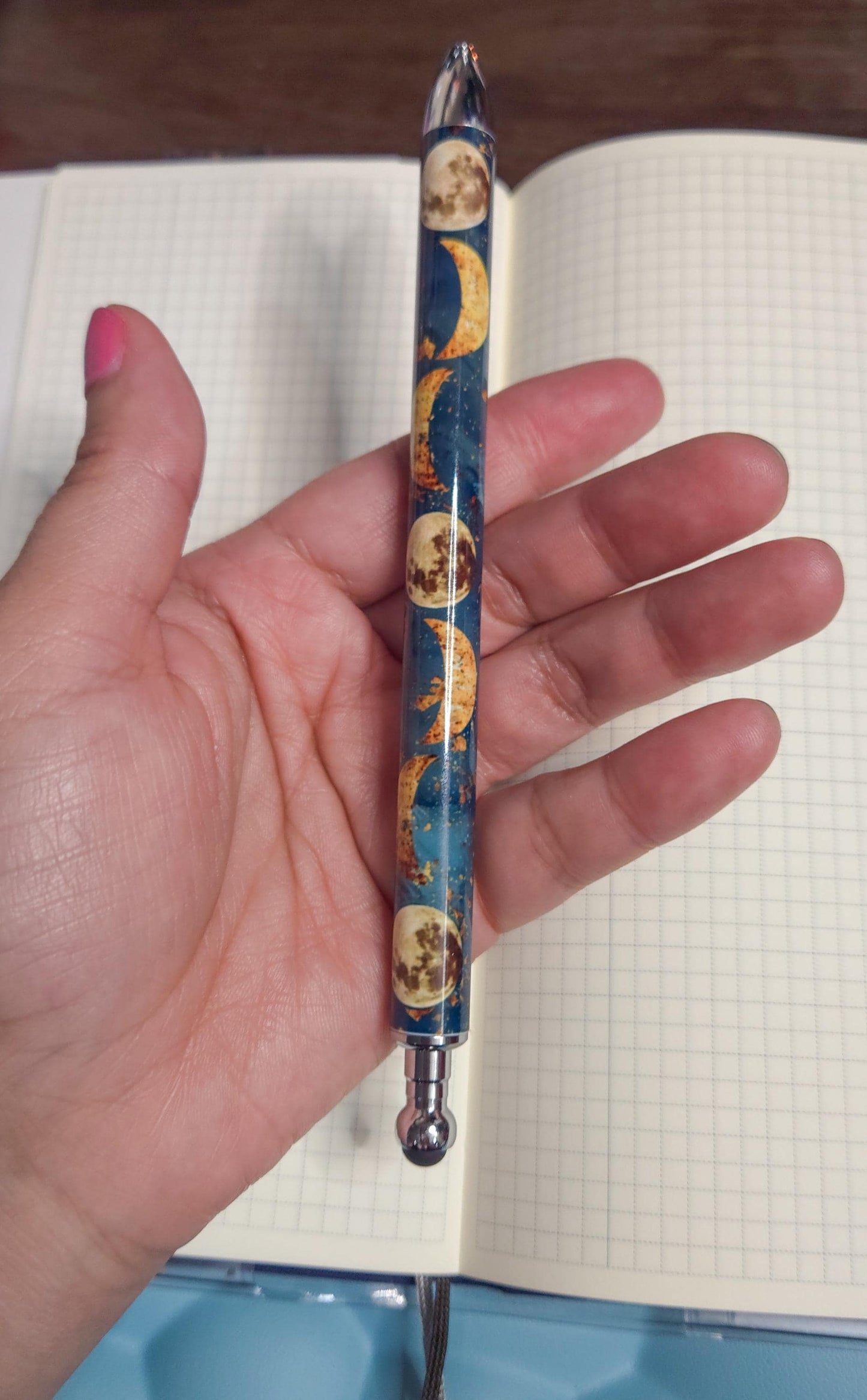 Celestial Moon Phase Refillable Retractable Gel Pen