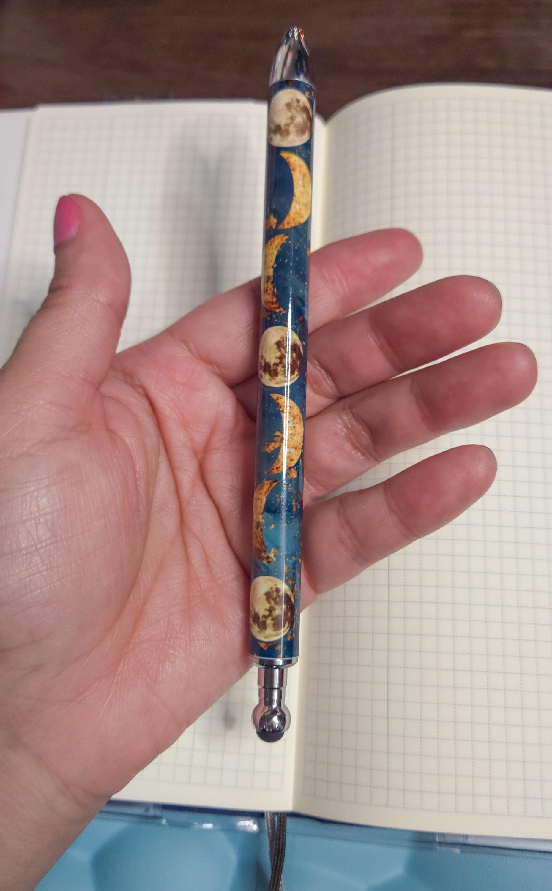 Celestial Moon Phase Refillable Retractable Gel Pen