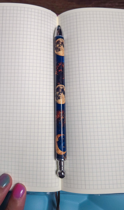 Celestial Moon Phase Refillable Retractable Gel Pen
