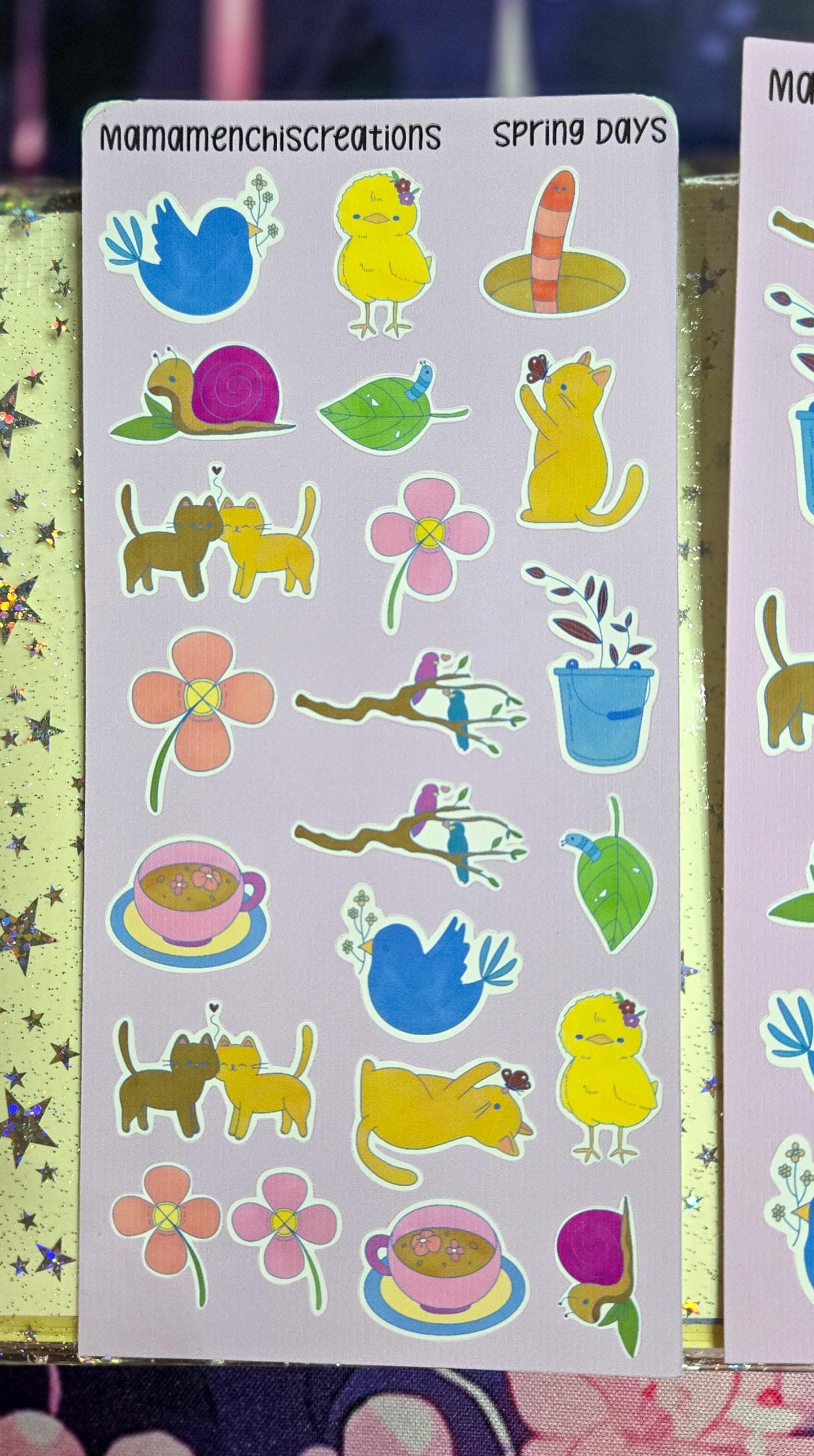 Cute Spring Vibes Matte Bujo Journal Planner deco Sticker Sheet