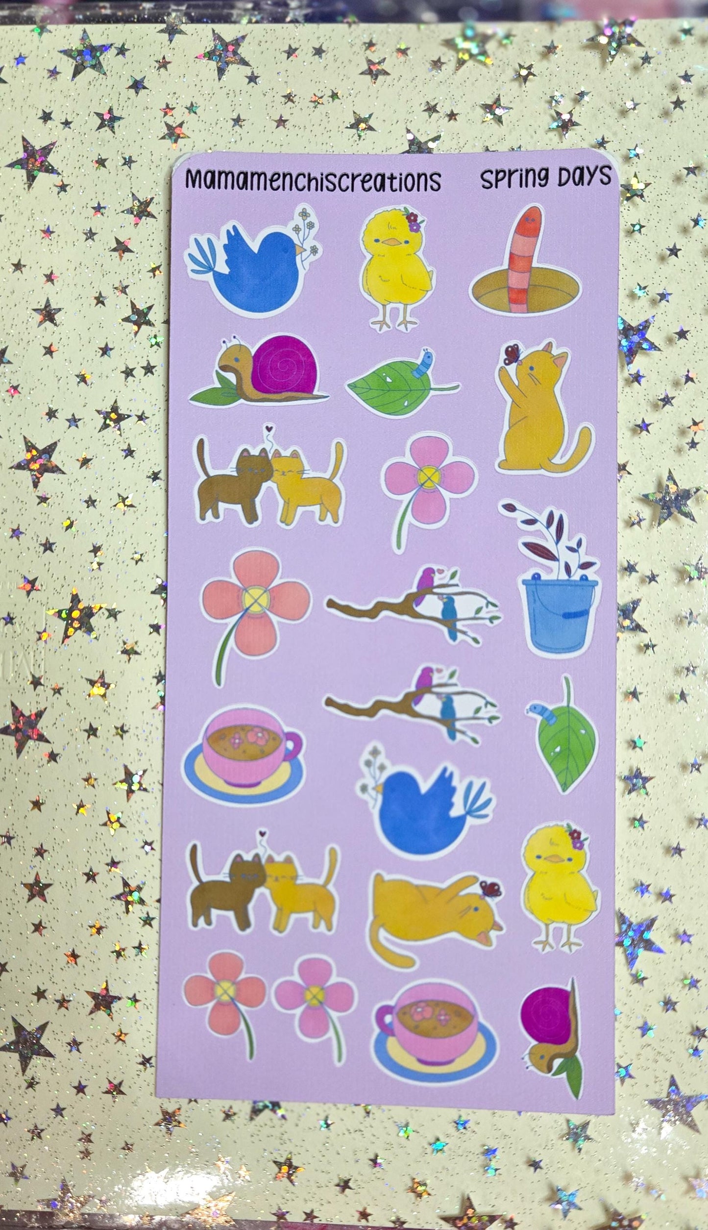 Cute Spring Vibes Matte Bujo Journal Planner deco Sticker Sheet