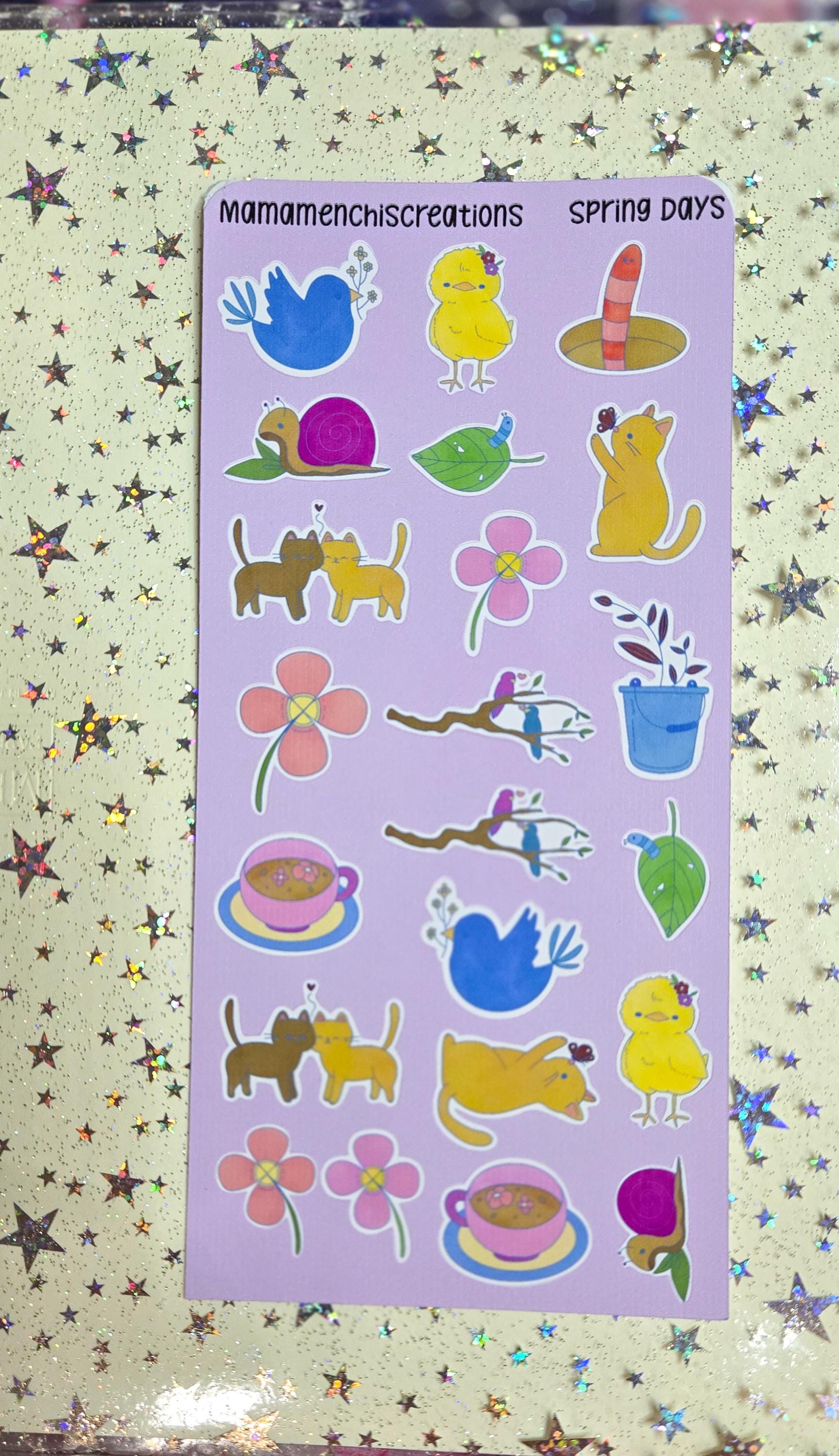 Cute Spring Vibes Matte Bujo Journal Planner deco Sticker Sheet
