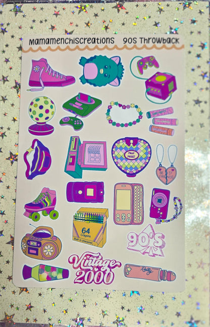 90's Baby Nostalgia Vibes Matte Bujo Journal Planner deco Sticker Sheet