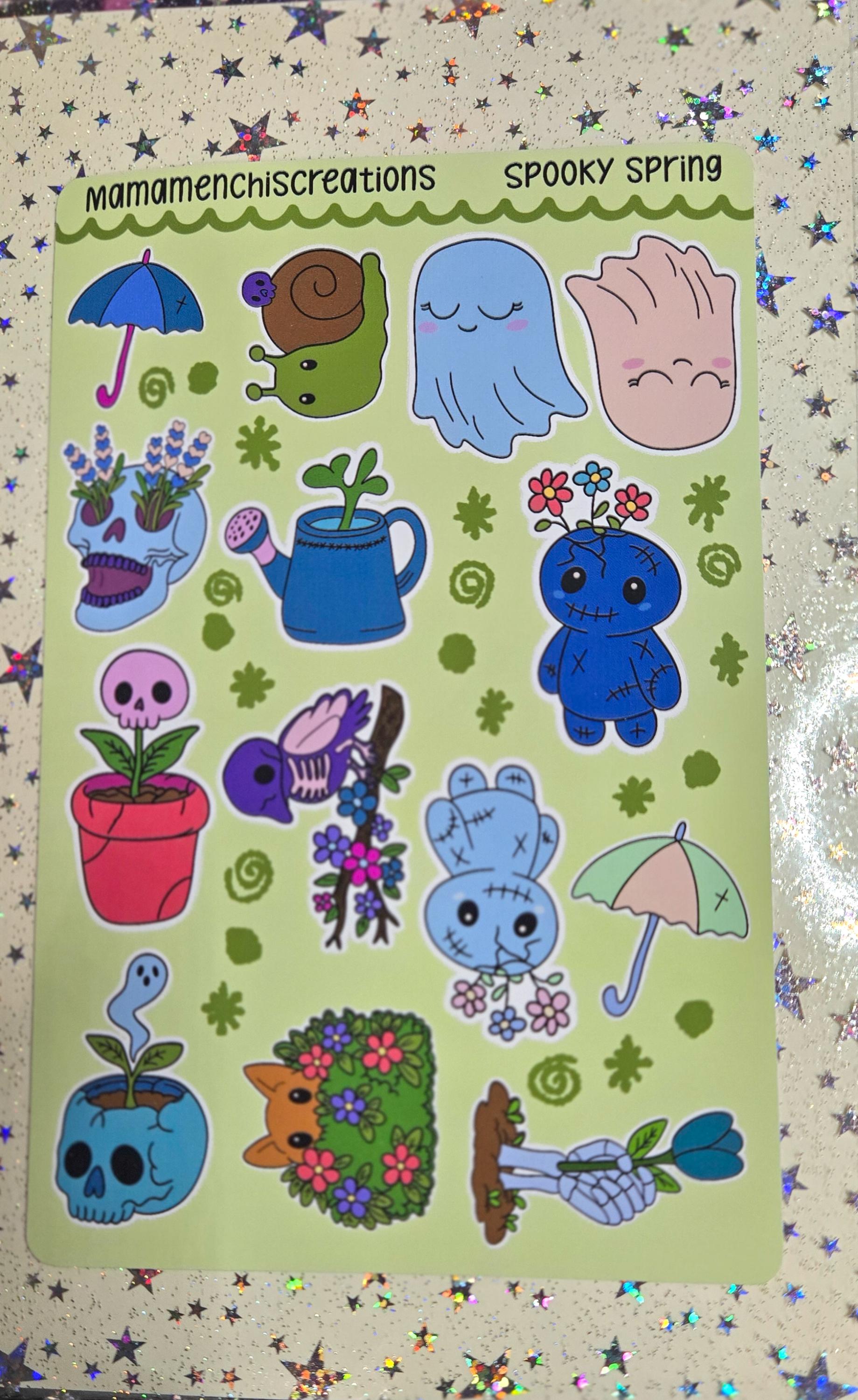 Spooky Spring Spring Vibes Matte Bujo Journal Planner deco Sticker Sheet
